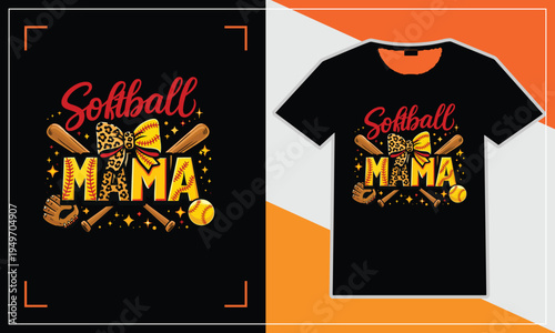 Softball themed t-shirt design for moms who love the sport