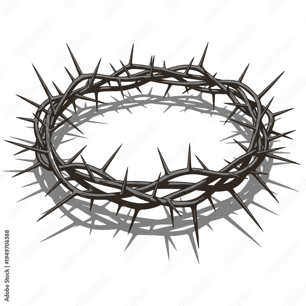 Fototapeta premium Realistic crown of thorns vector illustration on white background