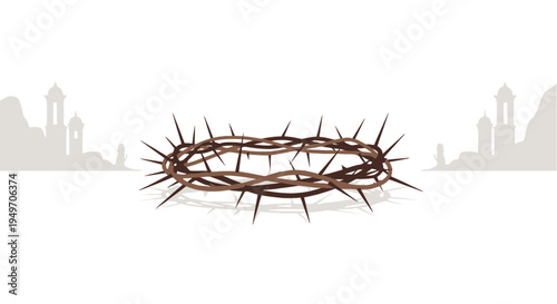 Crown of thorns vector illustration for religious Easter concept