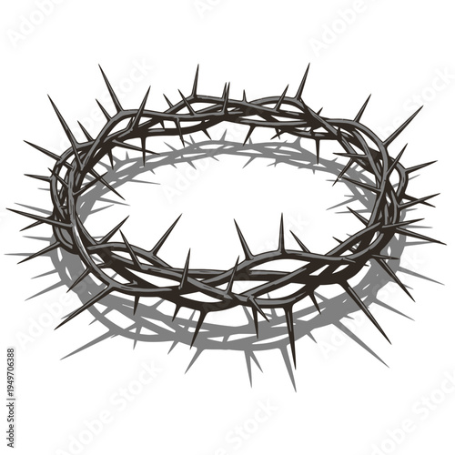 Realistic crown of thorns vector illustration on white background