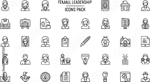Female Leadership Icons Pack: Business Women Avatars, Professional Career  Empowerment Symbols