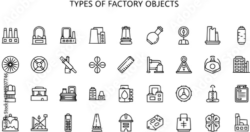 Industrial Factory Objects and Symbols - A Vector Icon Set