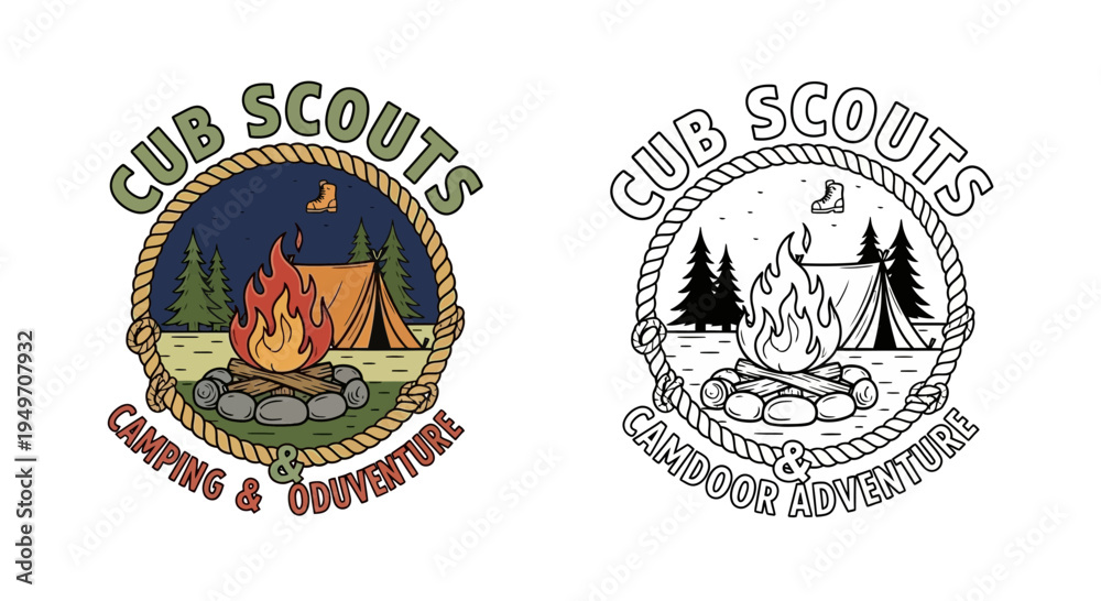 Obraz premium Set of 2 Cub Scouts logo vector illustrations