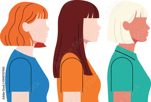 Women Profile Characters Female People Diversity Vector Illustration
