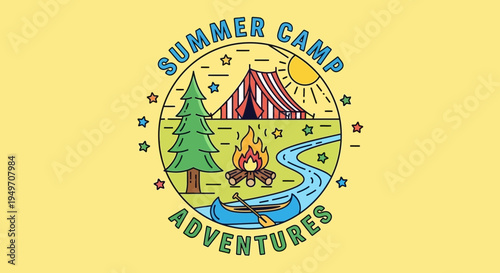 Summer camp adventure logo vector