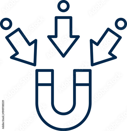 Minimal line SVG icon representing marketing lead generation, customer acquisition, digital marketing strategy, and sales funnel concepts