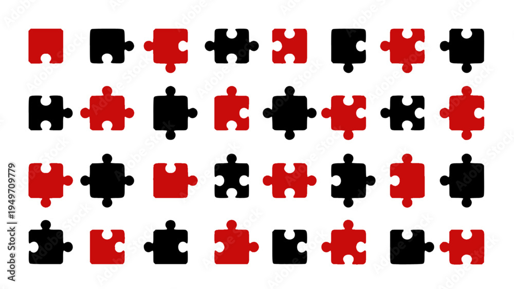 Naklejka premium Puzzle icons symbolizing teamwork, collaboration, problem solving, and business solutions.