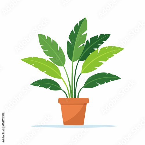 Simple green houseplant in a terracotta pot icon