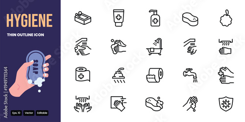 hygiene outline icon set vector design good for web and mobile app