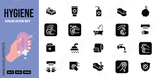 hygiene solid icon set vector design good for web and mobile app