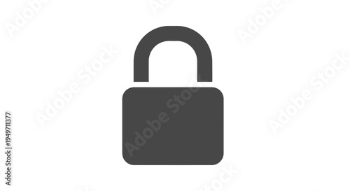 Simple grey padlock security icon on white background
