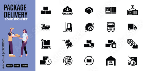 delivery package outline icon set vector design good for web and mobile app