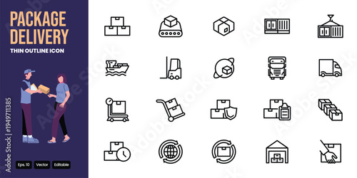 delivery package outline icon set vector design good for web and mobile app
