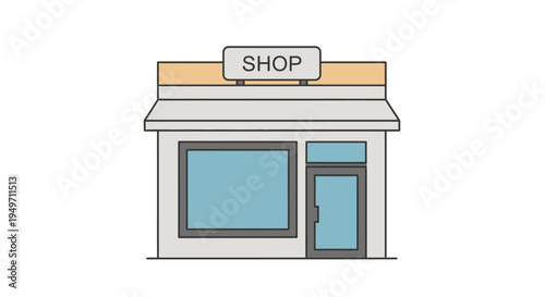 Simple shop storefront with sign and display window