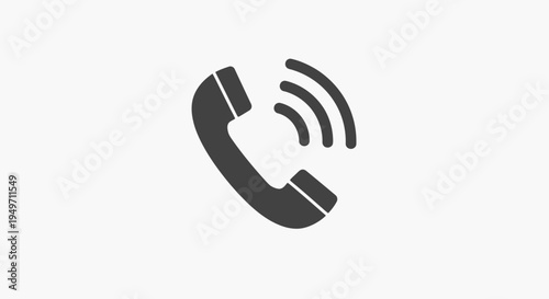 Simple telephone call icon with signal waves