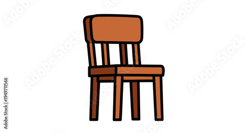 Simple wooden chair cartoon icon illustration on white background