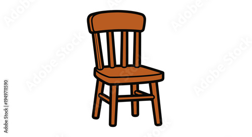 Simple wooden chair icon on white background