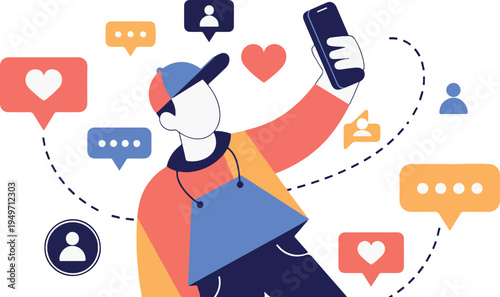 Social Media Content Creation and Digital Engagement Concept