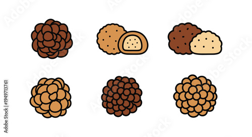 Truffle Line art vector set colorful digital abstract