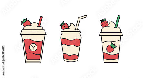 Yogurt Smoothie Line art modern pastel tone abstract artwork