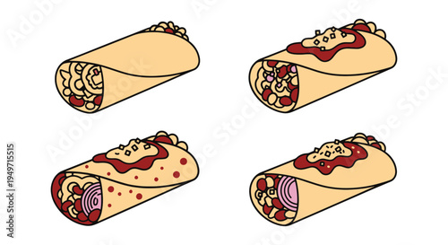 Veggie Enchilada Line art clean elegant abstract illustration