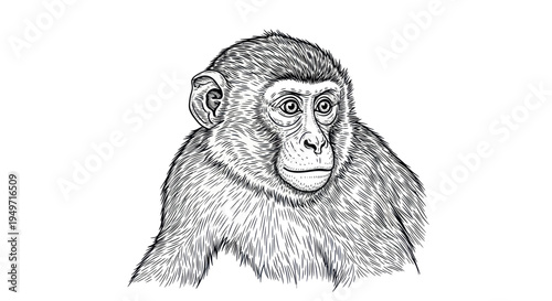 Detailed Sketch of a Monkey Face