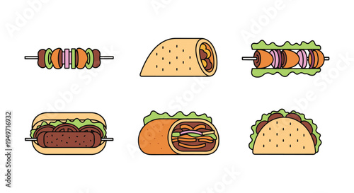 Turkish Doner Line art vector dynamic modern abstract color illustration