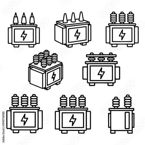 Electric Transformer and Distributor Silhouette, Power Grid Concept