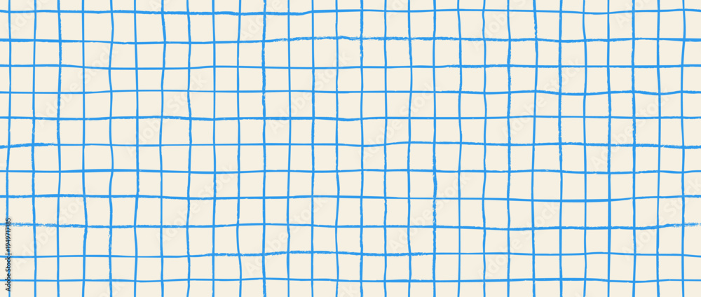 Quadro su tela Seamless hand drawn square grid pattern