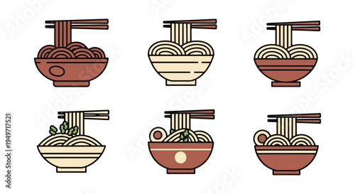 Udon Noodles Line art vector creative artistic abstract style