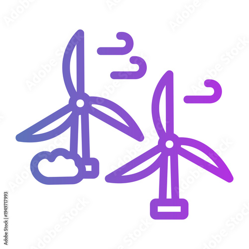Wind turbine Line Gradient Icon