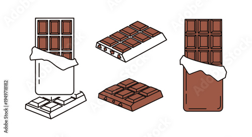 White Chocolate Bar Line art abstract minimal color vector