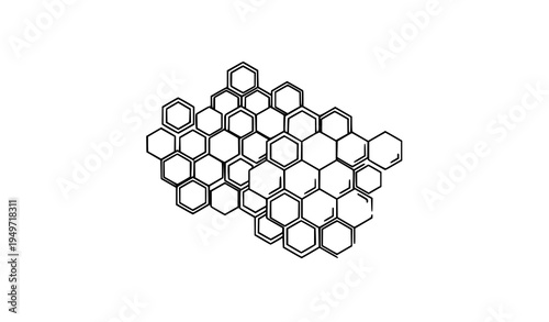 Honeycomb hexagon cells outline vector beehive honey structure design isolated on white