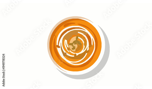 Creamy pumpkin soup in bowl vector illustration autumn vegetable soup isolated on white background