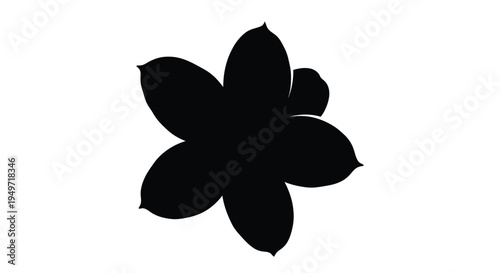 A solitary black flower silhouette against a clean white background