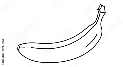 Simple line drawing of a curved banana on a plain white background