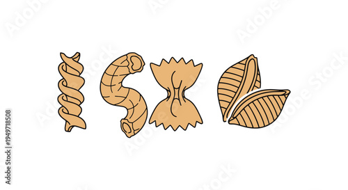 Whole Grain Pasta Line art digital abstract colorful vector