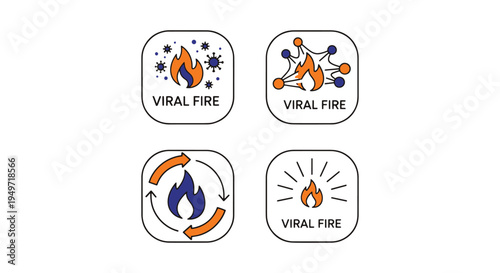 Viral Fire Line art vector soft pastel abstract illustration