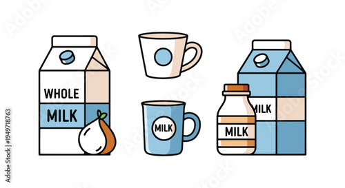 Whole Milk Line art vector clean vibrant abstract color illustration