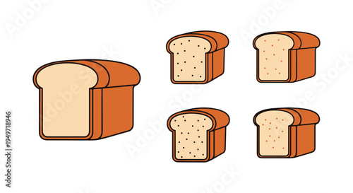 Whole Wheat Bread Line art minimal colorful abstract illustration