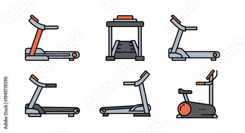 Treadmill Line art vector set digital abstract colorful