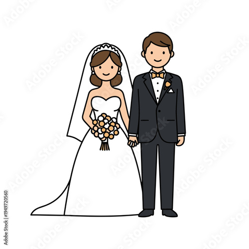 Newlyweds Holding Hands vector illustration