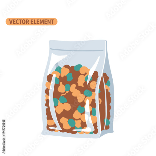 Granola in a Plastic Bag vector illustration