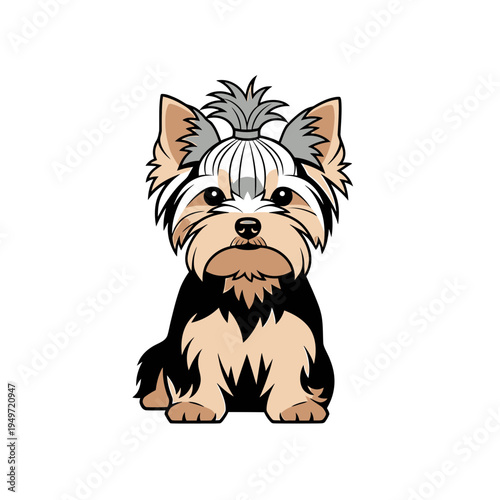 Cute Yorkshire Terrier Puppy Cartoon vector illustration