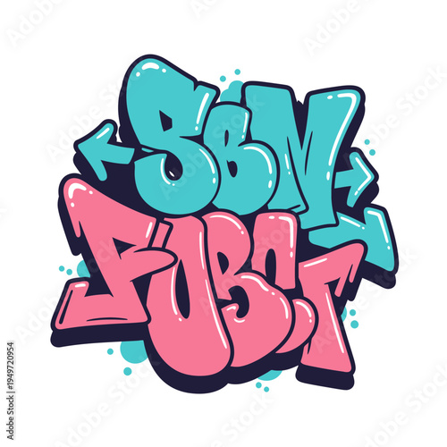 Urban Graffiti Text Design with Bold Colors vector illustration
