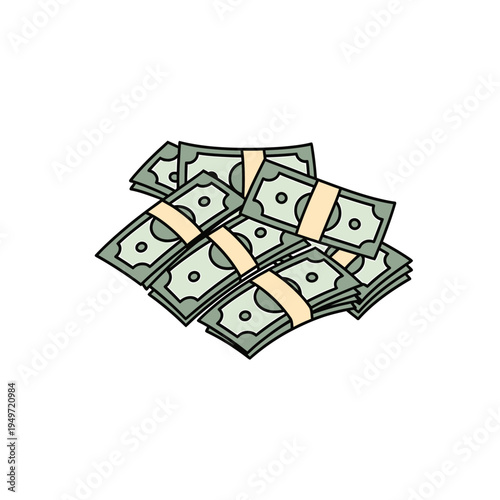 Stacks of Money with Bands vector illustration