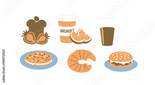 Breakfast Food Vector Set vector illustration