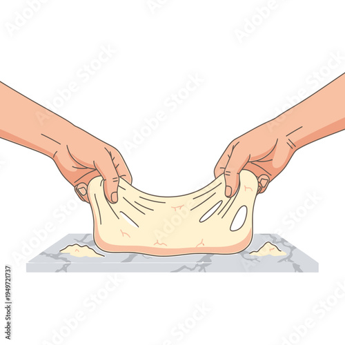 Stretching Pizza Dough Vector vector illustration