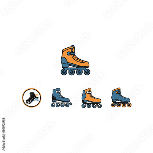 Collection of Stylized Roller Skate Graphics vector illustration