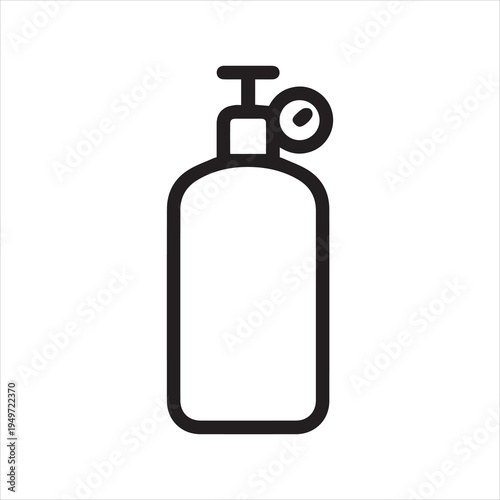 Gas cylinder with valve, linear icon. Gas storage and supply container. Line with editable stroke.